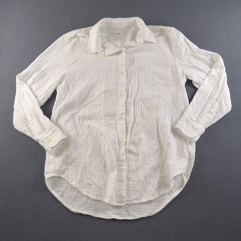 Wilfred Free White Organic Cotton Double Gauze Button Down Shirt Small 103788